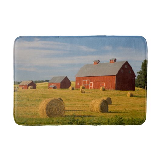 Farms Red Barns Near Hay Bales Badmat (Voorkant)