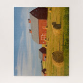 Farms Red Barns Near Hay Bales Legpuzzel (Verticaal)
