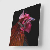 Farms | Rooster Head Shot Vierkante Klok (Hoek)