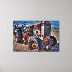 Farms Rusty Antique Tractor Canvas Afdruk