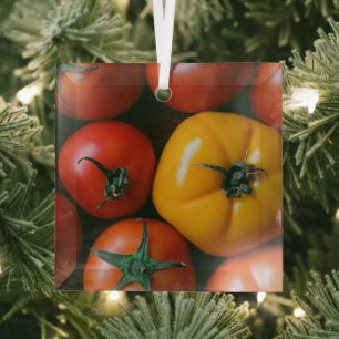 Farms Shiny Red & Yellow Tomatoes Glas Ornament
