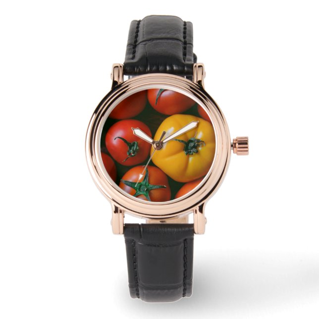 Farms Shiny Red & Yellow Tomatoes Horloge (Voorkant)