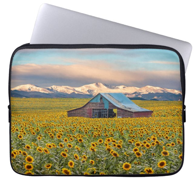 Farms | Sunflower Field Laptop Sleeve (Voorkant)