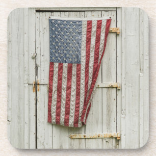 Farms White Barn Door With American Flag Bier Onderzetter