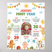 Farmyard Animal First Year Photo Milestone Poster (Devant)