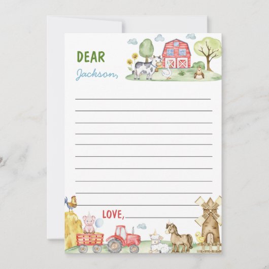 Farmyard Animals Time Capsule Note Bericht Kaart (Voorkant)