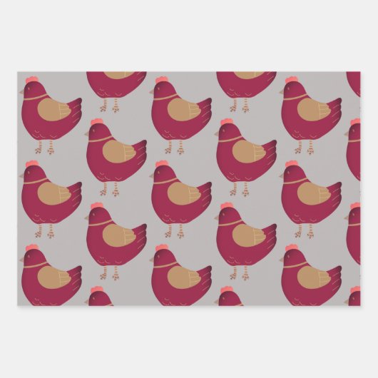 Farmyard Chicken Lovers Egg Cup Black Pink Inpakpapier Vel (Voorkant 2)