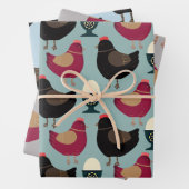 Farmyard Chicken Lovers Egg Cup Black Pink Inpakpapier Vel (In situ)