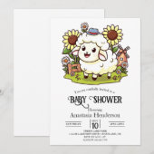 Farmyard Dreamy Sheep Baby shower Kaart (Voorkant / Achterkant)