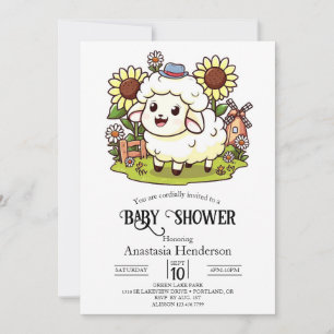 Farmyard Dreamy Sheep Baby shower Kaart