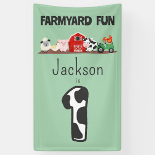 Farmyard Fun 1e Verjaardag Boerderij Dierlijke Kin Spandoek