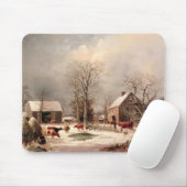 Farmyard in de winter muismat (Met muis)