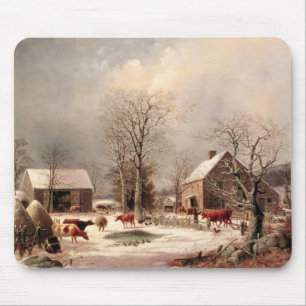 Farmyard in de winter muismat