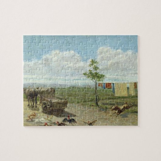 Farmyard (olie op doek) legpuzzel (Horizontaal)
