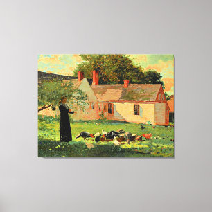 Farmyard Scene, beroemd kunstwerk van Winslow Home Canvas Afdruk