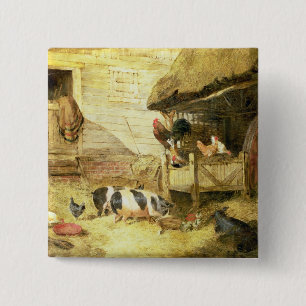 Farmyard Scene Vierkante Button 5,1 Cm