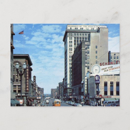 Farnam St., Omaha, NE Vintage Briefkaart (Voorkant)