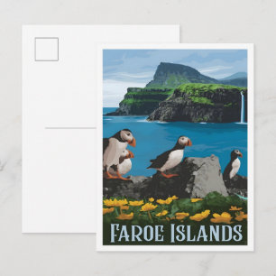 Faroe Eilanden Vintage Reis Briefkaart
