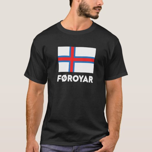 Faroe Islands Flag Føroyar White Blue Red T-shirt (Voorkant)