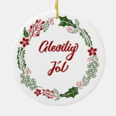 Faroese Merry Kerstmis Wreath, Gleðilig Jól Keramisch Ornament (Achterkant)