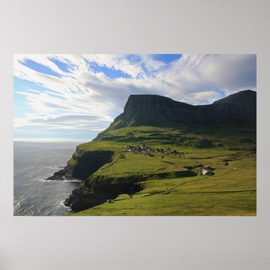 Faroesisch dorp Gásadalur: Poster (Voorkant)