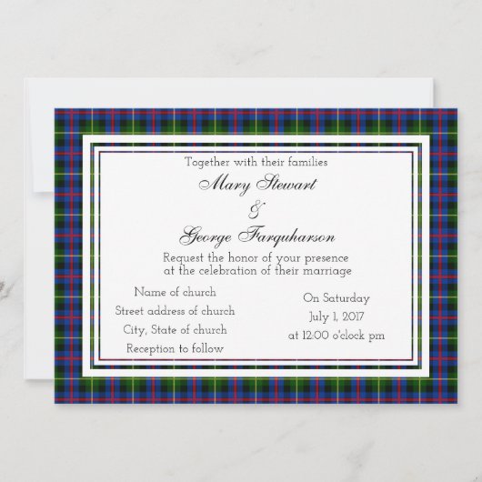 Farquharson Scottish Wedding Invitation Kaart (Voorkant)