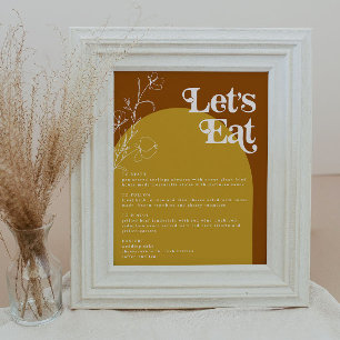 FARRAH Retro 70s Rust laat het menu van de Aanraki Poster