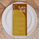 FARRAH Retro les années 70 Rouille Mange Carte Men<br><div class="desc">Ce menu mariage est composé d'un arrière - plan orange brûlé, d'une arche couleur moutarde, de fleurs de terre pour enfants et d'une police à thème amusante des années 70. Ce menu super pour le dîner est parfait pour un mariage rétro, un baby shower ou tout autre événement spécial. Toutes...</div>