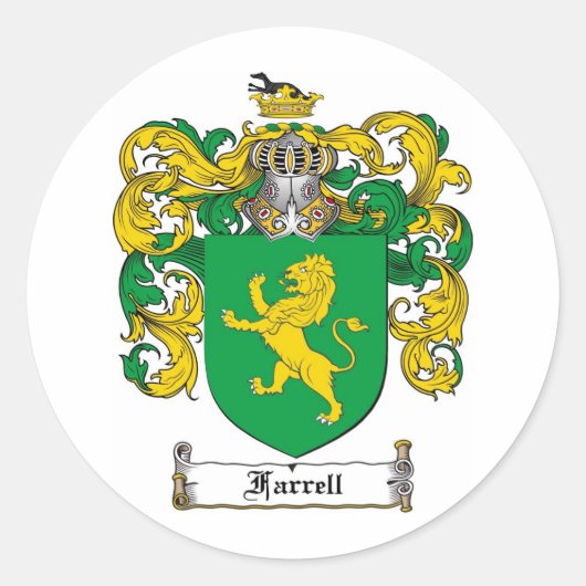 FARRELL FAMILY CREST - FARRELL COAT OF ARMS RONDE STICKER (Voorkant)