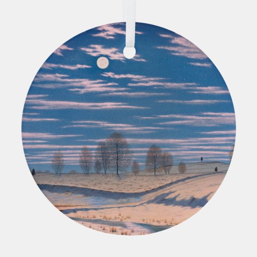 Farrer's Winter Scene in het maanlicht: Glas Ornament (Achterkant)