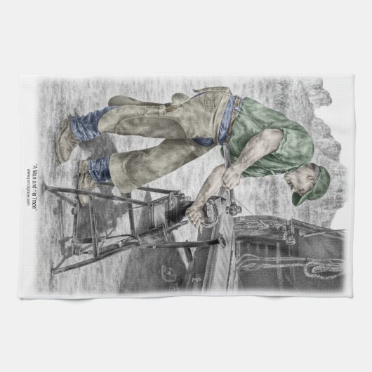 Farrier Blacksmith met Anvil Theedoek (Horizontaal)