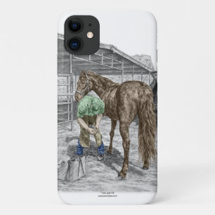 Farrier Blacksmith Trimming Horse Hoof iPhone 11 Hoesje