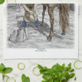 Farrier Blacksmith Trimming Horse Hoof Theedoek (Gevouwen)