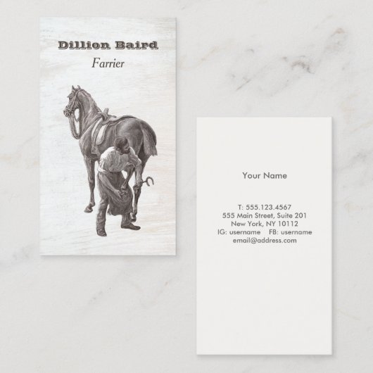 Farrier Horseshoe Carte de visite (Devant / Derrière)