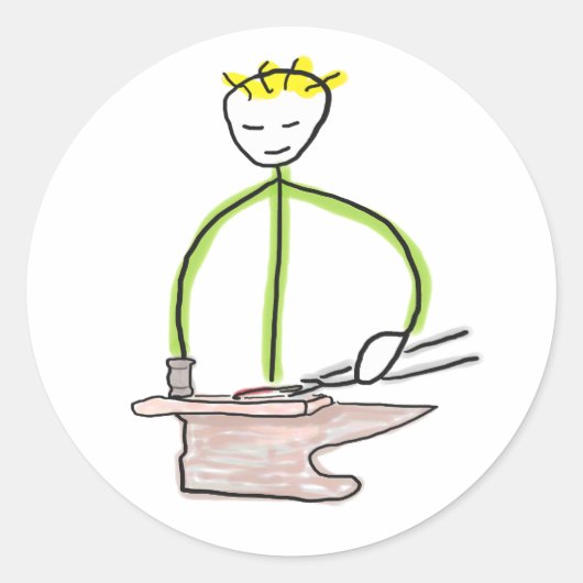 Farrier Stickman Ronde Sticker (Voorkant)