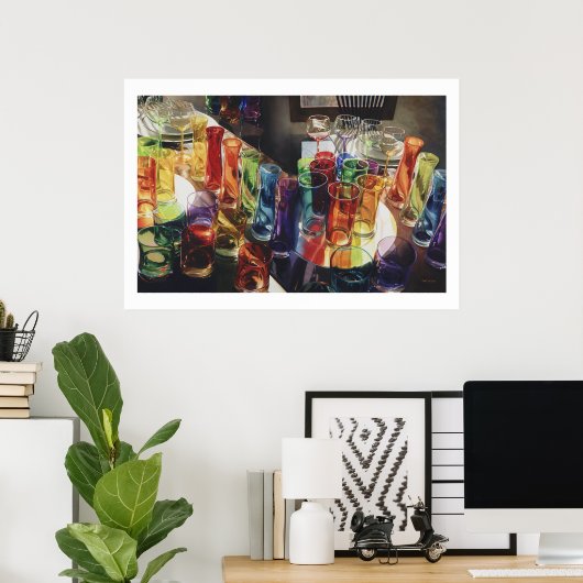 "Fascination" Waterverf van kunstglas Poster (Thuiskantoor)