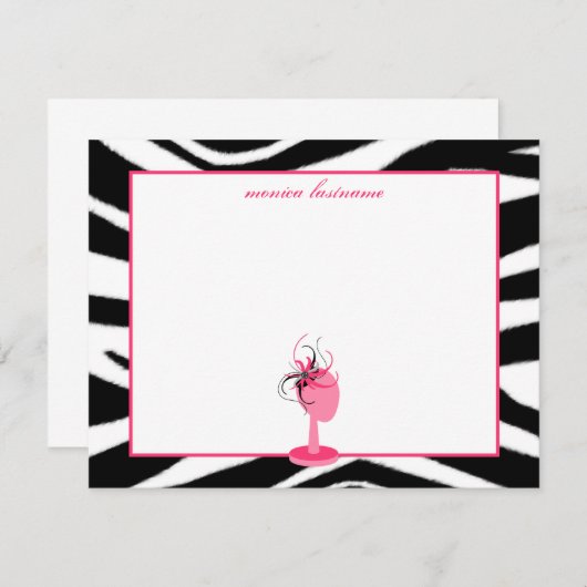 Fascinator- en Petten standaard Zebra Print Flat-n Notitiekaartje (Voorkant / Achterkant)
