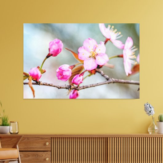Fascine van kersenbloesems in de lentetuin canvas afdruk (Insitu (Woonkamer))