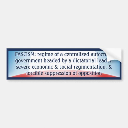 Fascisme Definitie Bumpersticker (Voorkant)