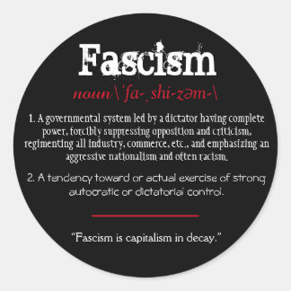 Fascisme Definitie politieke verklaring rood Ronde Sticker