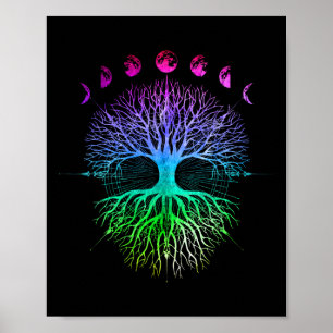 Fasen Van De Maan Boom Des Levens Hippie Poster