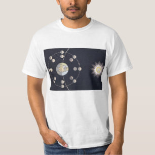 Fasen van de Maan met Aarde & Zon, Vintage Astrono T-shirt