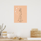 Fasen – Vrouwelijke Moon Cycle Line Art Poster (Keuken)