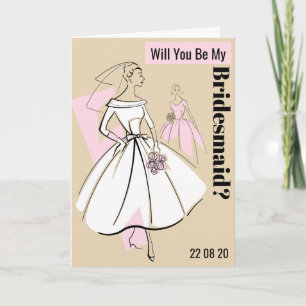 Fashion Bride Neutral Be My Bridesmaid Carte texte