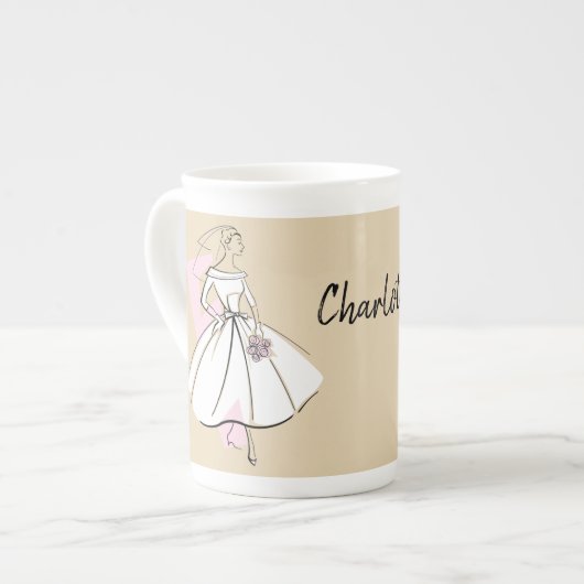 Fashion Bride Neutral Nom mug os chine (Devant gauche)