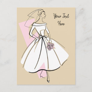 Fashion Bride Neutre Texte beige carte postale
