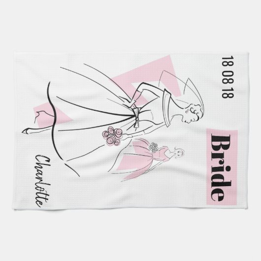 Fashion Bride Pink Group Bride serviette de cuisin (Horizontal)