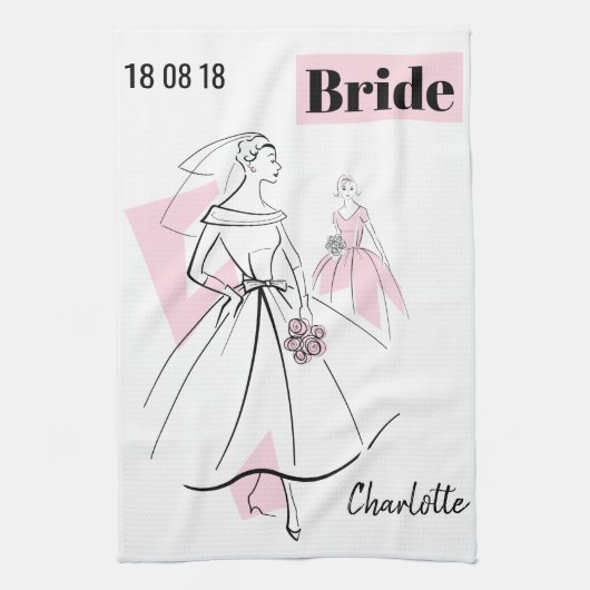 Fashion Bride Pink Group Bride serviette de cuisin (Vertical)