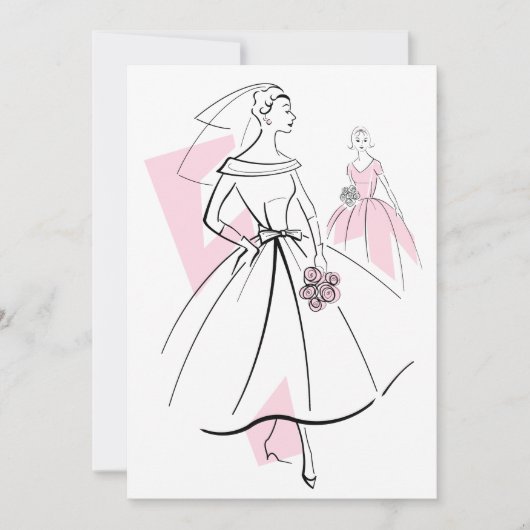 Fashion Bride Pink Group nuptiale invitation (Devant)