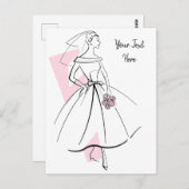 Fashion Bride Pink Texte carte postale (Devant / Derrière)